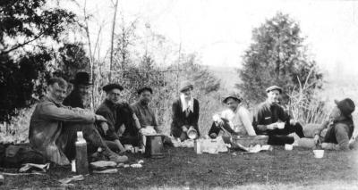 In 1919, Miller prepared &quot;Geology of Kentucky&quot; that was published by the Kentucky Geological Survey. Here he is seen (on left) as a member of a later exploration party at Hines Cave. Photo courtesy of UK Special Collections. 